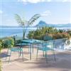 DEGHI Set pranzo con tavolo 80x80 cm e 4 sedie in acciaio blu maldive - Faber