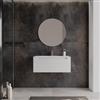 DEGHI Mobile bagno sospeso 90 cm bianco opaco cannettato con cassetto e lavabo - Deck