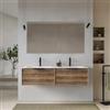 DEGHI Mobile bagno sospeso con 2 cassetti 140 cm rovere america cannettato con lavabo doppia vasca - Mida