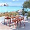 DEGHI Set pranzo tavolo alto 160x70 cm e 4 sgabelli in metallo e corda terracotta - Ibisco
