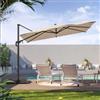 DEGHI Ombrellone con palo laterale 2x3 m in alluminio grafite con telo in poliestere beige - Sakura