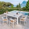 DEGHI Tavolo da esterno allungabile 100/150x150 cm in alluminio bianco - Carioca
