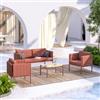 DEGHI Set relax 4 posti in alluminio terracotta con cuscini e imbottitura laterale - Rogers