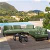 DEGHI Divano angolare da giardino 5 posti in alluminio antracite e tessuto olefin verde bosco - Haven