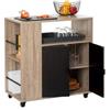 DEGHI Isola cucina 76x80h cm reversibile effetto rovere e nero con 2 ante e ruote - Emyl