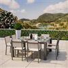 DEGHI Set pranzo tortora con tavolo 160x160 cm e 8 sedie textilene e alluminio - Carioca