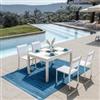 DEGHI Set pranzo bianco con tavolo 135/270x90 cm e 4 sedie textilene e alluminio - Carioca