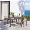DEGHI Set pranzo tortora con tavolo 180/240x100 cm e 4 sedie textilene e alluminio - Carioca