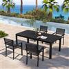 DEGHI Set pranzo antracite con tavolo 200/260/320x100 cm e 4 sedie con braccioli textilene e alluminio - Carioca