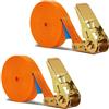 BetterJonny Cinghie a Cricchetto Arancione, BetterJonny 2PC x 10M Cinghia di Fissaggio a Cricchetto Cinghie di Tensione da 25MM con Cricchetto Resistenti per Carico 1000 kg per Moto Bicicletta Truck, Totale 20M