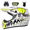 MtQcBdHy Casco integrale da motocross MTB per bambini, con calotta ABS, casco da moto per uomo e donna, casco da downhill per bambini, ATV, casco da moto con occhiali, guanti