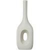 DRW Vaso da pavimento con foro centrale in ceramica color crema ruvido 40 x 13 x 9 cm