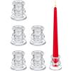 Relaxdays Portacandele in Vetro, Set da 6 Supporti per Candele a Bastoncino, Candeliere H x D: 5,5 x 5,5 cm, Trasparente