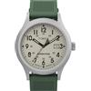 Timex Orologio da uomo Expedition Scout 40 mm - Cassa e quadrante nero con cinturino antiscivolo in pelle verde oliva, Verde/Naturale/Acciaio Ip, Classico