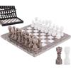 MARBLE RANGE Set di scacchi in marmo per adulti, gioco da tavolo fatto a mano da 12 pollici con 32 pezzi degli scacchi, 2 regine extra e scatola portaoggetti, regalo per la casa (Oceanic & White)