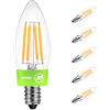 LVWIT Lampadine LED E14 Luce Calda 2700k, Lampadine Filamento Classe A Ultra Efficiente, 3.8W Equivalenti a 60W, 806LM, Forma a Candela C35 Vintage, 95% Risparmio Energetico, Non Dimmerabile, 6 Pezzi