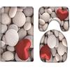A.Monamour Set Tappeti Bagno 3 Pezzi Completo Cuore Rosso Pietre Bianche Spa Pietre Massaggio Meditazione Zen Natura Antiscivolo Morbidi Assorbente Lavabile Tappetini per Il Bagno WC Bidet