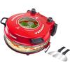 BEPER P101CUD301 Forno Elettrico per Pizza, 1200W, Temperatura 400°C, Piastra da 31 cm, Fornetto per pizza con Piastra Refrattaria Rimovibile, Oblò, Palette in acciaio, Rosso
