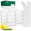 twoant Bicchieri a Costine | 350 ml | Set da 4 Pezzi | Bicchieri Cocktail Vetro Bicchieri Gin Tonic Long Drink Tumbler Highball per Mojito, Succo di Frutta, Acqua Trasparenti