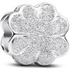 PANDORA Moments 794047C00 - Ciondolo a forma di quadrifoglio testurizzato in argento Sterling, compatibile con Moments