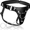 Generic Adjustable Leather Strap-On Harness Open Back with 5 O-Rings, 25-52in Waist, Extra Long Design for Couples