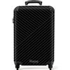 NoBoringSuitcases.com® Valigia Bagaglio a Mano 55x40x20, 10 kg con Ruote, Rigida Leggera, Trolley Cabina con Strisce - Nero e Bianco per Aereo