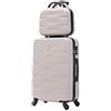 CELIMS - Set Valigie | Valigia Media 20 kg Rigida Grigio + Beauty Case da Viaggio 35cm | Valigia da Stiva 65cm | Trolley Medio 65cm con 4 Ruote | Valigie con Beauty case