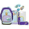 ergobag pack set Zaino scolastico ergonomico e flessibile, 6 pezzi, per la prima elementare Bubble BlueBear - Azzurro
