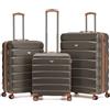 Flight Knight Set di 3 Valigie Rigide in ABS Leggere Bagaglio a Mano 56 cm Compatibile easyJet con Valigie da Stiva Media e Grande Ruote Spinner Silenziose per Viaggi Senza Stress con Serratura TSA