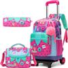 HTgroce Zaino con Ruote per Bambina, Trolley Scuola Staccabile, Set Completo con Borsa Porta Pranzo, Ideale Regalo per il Rientro a Scuola Elementari