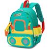 PROTAURI Zainetto Asilo Bambino con Cinturino Toracico, Zaino Bimbo Asilo Riflettente e Impermeabile, Zaino Asilo Nido Leggero 3D-Escavatore per 2-6 Anni, 10.4L, Verde