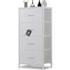 DUMOS Comò con cassetti, cassettiere e credenze per camera da letto, cassettiera con 4 cassetti, cassettiera in tessuto con telaio in acciaio, armadio piccolo, ideale per corridoio, soggiorno (bianco)