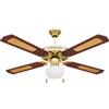 Ventilatore da Soffitto con 4 Pale e Lampada Ø130cm 3 Velocità Kooper Windy Marrone