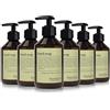 Jean & Len Set sapone mani bergamotto e legno di cedro, deterge mani stressate, uso quotidiano, sapone liquido con dispenser a pompa, fragranza agrumata rinfrescante, vegano, 6 x 250 ml