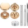 QUARKZMAN 24Set Bottoni Automatici a Pressione in Pelle, 12.5mm Dia 2.72 Lungo in Ottone con 4 Strumenti Installazione Inclusi Metallo da Cucire per Borse Cappotti Barche Tela, Oro