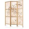 murando - Paravento Decorativo Monofacciale Fiori 135x172 cm 3 Pannelli Divisori - Stampa su un Lato su Tela in TNT - Separe Divisorio per la Casa Legno Stile Giapponese - Floreale b-C-1015-bh-b