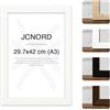 JCNORD Cornice Portafoto in Legno MDF Bianco A3 (29,7x42 cm) con Vetro Acrilico Infrangibile | Moderna per Pareti e Tavoli
