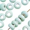 Blausky 50 perline rotonde in ceramica da 15 mm, con foro grande da 6 mm, per creare gioielli fai da te, colore ciano