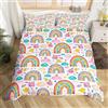 Homemissing Set di biancheria da letto per bambini e ragazzi, con motivo arcobaleno, set singolo con copripiumino rosa kawaii nuvola arcobaleno decorazione camera da letto carino principessa