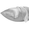 Lirex Set di 2 Federe in Raso 40x70cm, Protezione Capelli e Pelle & Antirughe, Chiusura a Busta,(Grigio Chiaro)