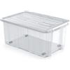 IMJ-Global Scatola Contenitore Trasparente con Coperchio Cargobox | 60x40x26,5 cm | 45 Litri | Impilabile | con Ruote | in Plastica Resistente