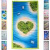 SoNiT home decor SONIT - Telo Mare Microfibra Fantasia Island, Leggero Antisabbia Asciugatura Rapida, Compatto da Viaggio, Spiaggia, Piscina Morbido Assorbente, Telo Estivo Colorato Salvaspazio