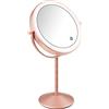 Micacorn Specchio di Vanity LED Ingrandito 7x Ricaricabile USB Specchio per il Trucco Rotazione di 360 Gradi Specchio da Tavolo con Luminosità del Touch Screen Regolabile (Rose Gold)