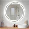 GIANTEX Specchio Rotondo LED per Bagno 60/70/80 CM, Specchio da Trucco Retroilluminato con 3 Colori di Luce, Dimmerazione Continua, Anti-Appannamento, Memoria, Vetro Temperato