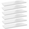 WOLTU Set di 6 mensole a parete con finitura lucida bianca, 40x22,9x3,8cm, scaffale sospeso, esposizione in galleria, decorazione murale per soggiorno, camera da letto, cucina, MDF, sospensione
