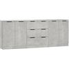 vidaXL Credenze 3 pz Grigio Cemento in Legno Multistrato