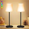 Ainostone Lampada da tavolo senza fili, batteria 2 pezzi, lampada LED Tishc con USB-C ricaricabile Touch Control 3 temperature di colore + RGB dimmerabile, IP54, impermeabile per sala da pranzo