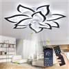MiiR Ventilatore Da Soffitto Con Luce Integrata,moderno Ventilatore Silenzioso Da 100W,Ceiling Fan Da Soffitto A LED Dimmerabile,lampada A Sospensione Floreale,adatto Per Soggiorno/camera Da Letto,Nero