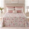 Clara Home Milano - Copriletto Matrimoniale in Piquet Pregiato, Fantasia Floreale e Geometrica, Misure Maxi, Coperta Letto Estiva Leggera e Traspirante (Alice Cipria)