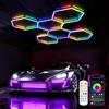 DIKHEE 6 luci esagonali a LED RGB con modalità di sincronizzazione musicale, controllo app e telecomando, luce a nido d'ape multicolore per sala giochi, palestra e garage